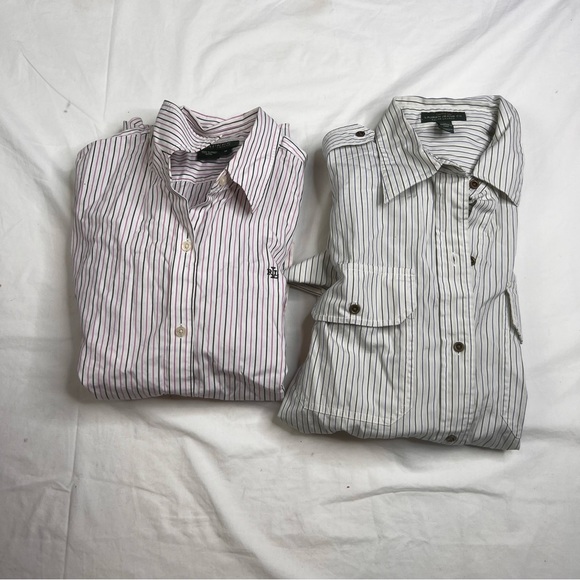 Ralph Lauren Tops - Bundle 2 Ralph Lauren Women’s M Long Sleeve Button-Front  Striped Shirt L080123